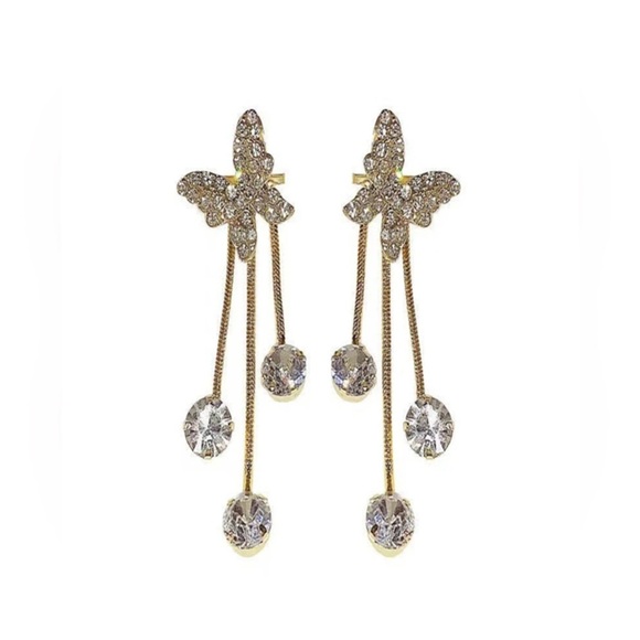 Elegant Butterfly Crystal Drop Earrings - Picture 4 of 4